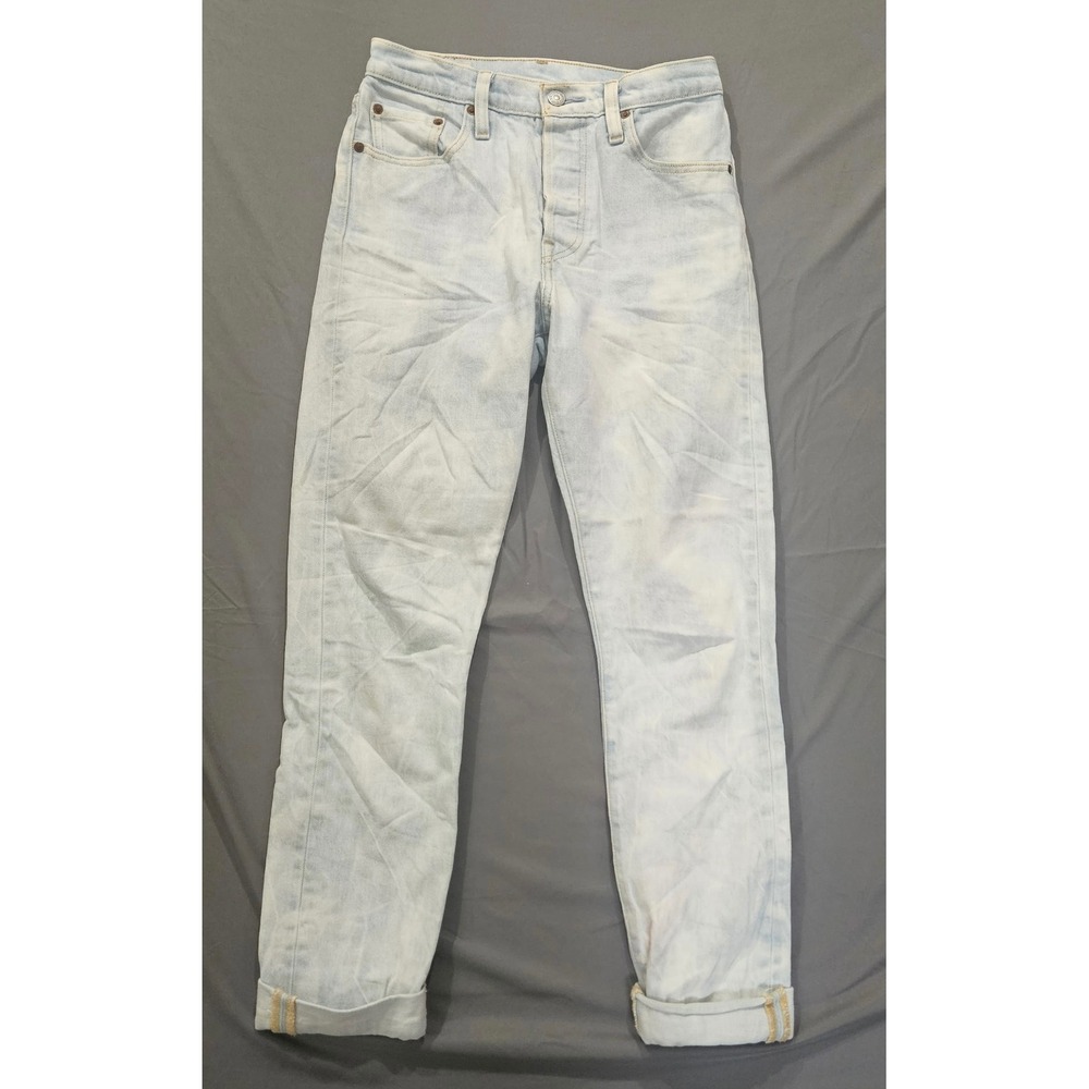 Levis 501 Jeans Big E Premium Skinny Womens 25 Light Acid Wash Button Fly